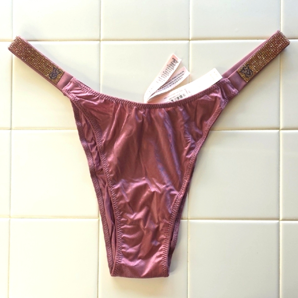 NWT Victoria's Secret Mauve Thong BLING Size L